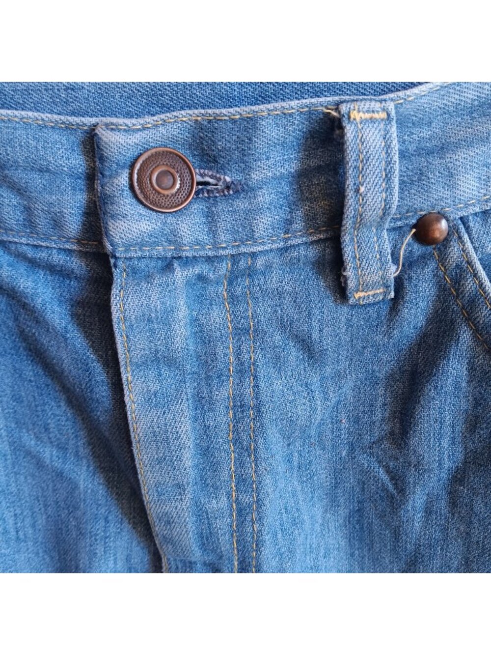 True Vintage Bootcut Jeans 30x31 1970's Distress Orange Stitching Flappy Hippy